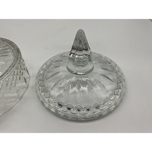 Vintage Indiana Glass Princess Diamond Pattern Clear Candy Dish with Lid MCM - Picture 11 of 16
